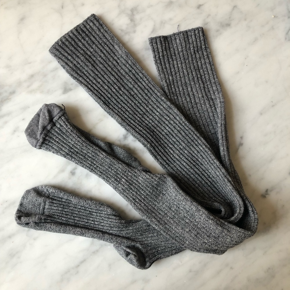 Grey ribbed knit knee socks